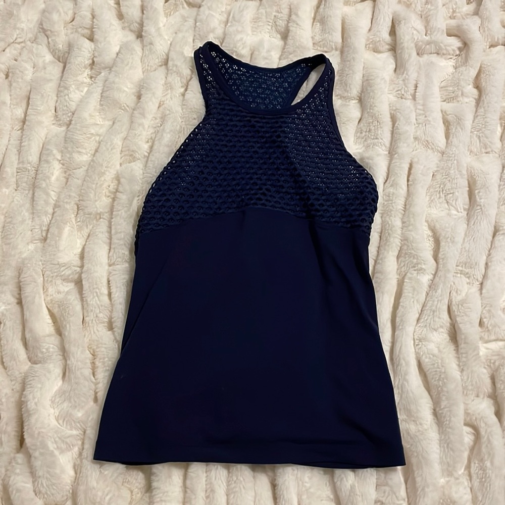 Navy Mesh Tank Top